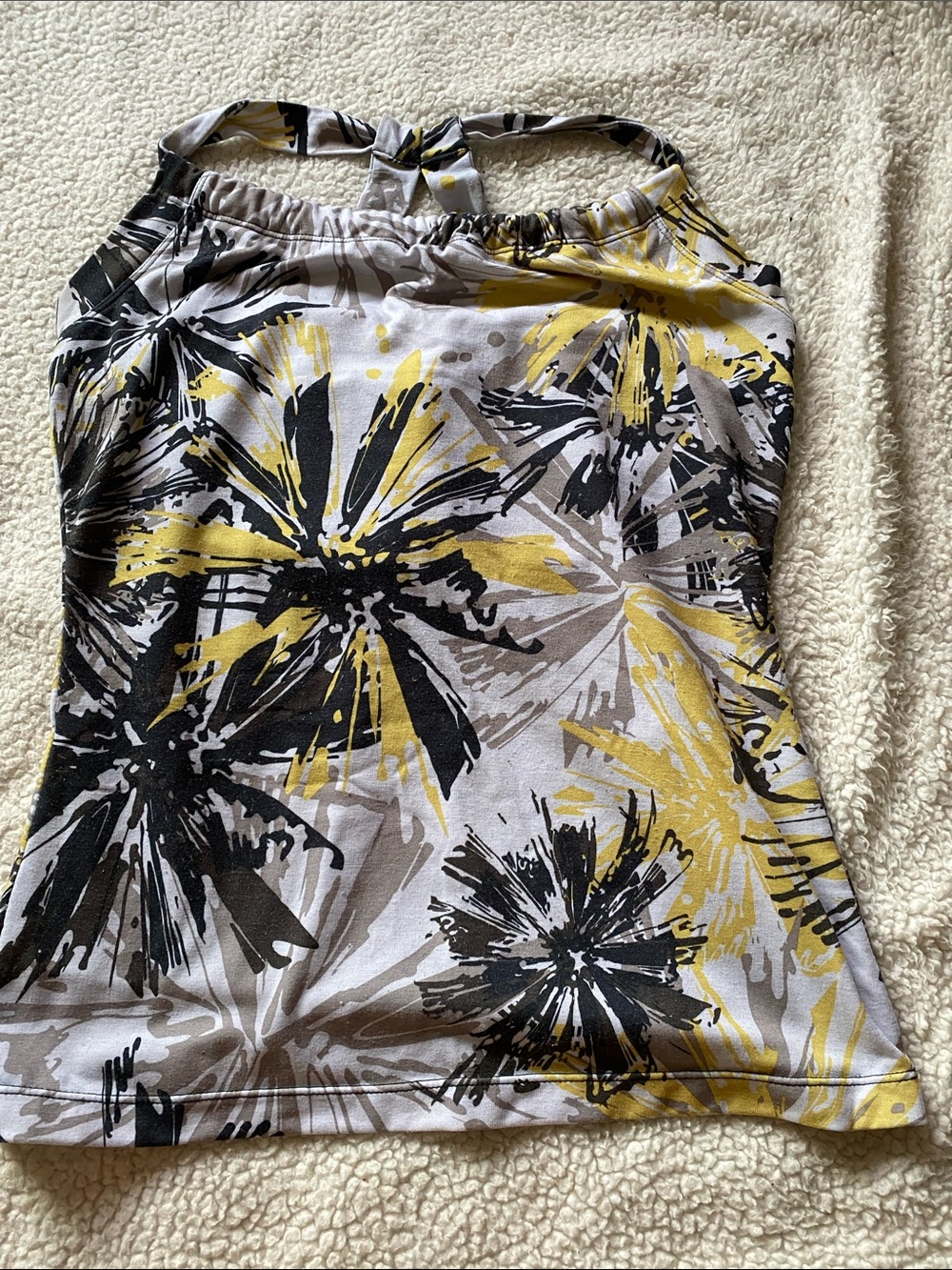 Prana Floral Halter Camisole in Yellow, Black, Gray